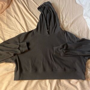 Garage Dark Gray Ribbed Hoodie